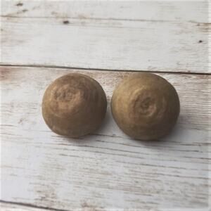 Vintage Clip On Earrings - Unusual Uneven Tan Domed Circle